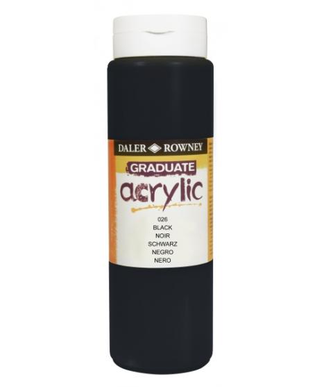 Daler Rowney Graduate Pintura Acrilica - Botella de Plastico - 500ml - Color Negro