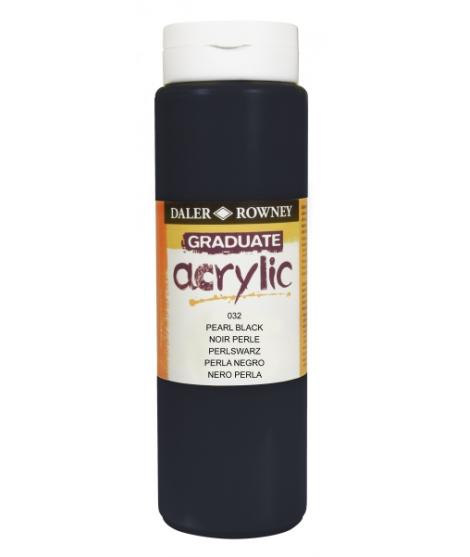 Daler Rowney Graduate Pintura Acrilica - Botella de Plastico - 500ml - Color Negro Perla