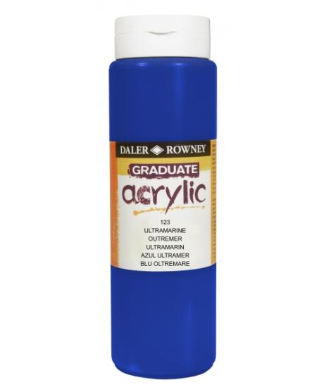 Daler Rowney Graduate Pintura Acrilica - Botella de Plastico - 500ml - Color Azul Ultramarino