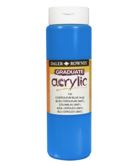 Daler Rowney Graduate Pintura Acrilica - Botella de Plastico - 500ml - Color Azul Ceruleo