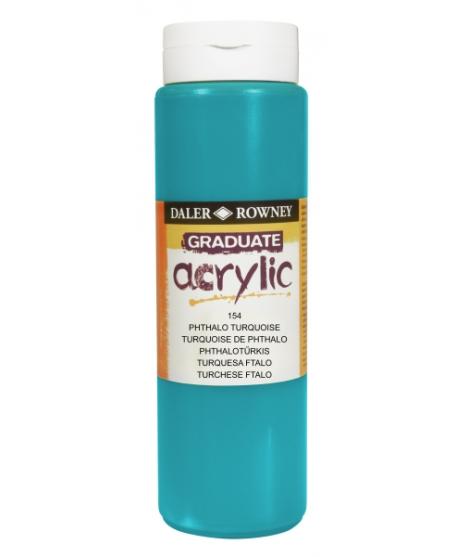 Daler Rowney Graduate Pintura Acrilica - Botella de Plastico - 500ml - Color Turquesa Ftalo
