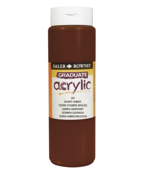 Daler Rowney Graduate Pintura Acrilica - Botella de Plastico - 500ml - Color Sombra Tostada