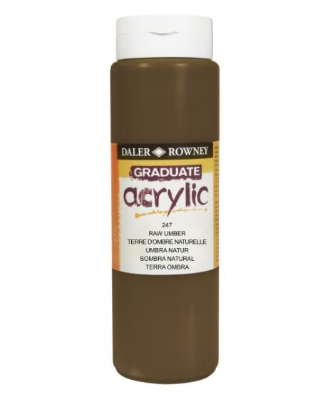 Daler Rowney Graduate Pintura Acrilica - Botella de Plastico - 500ml - Color Sombra Natural