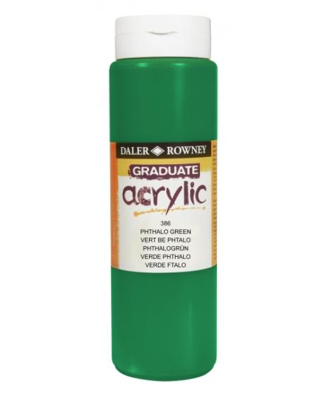 Daler Rowney Graduate Pintura Acrilica - Botella de Plastico - 500ml - Color Verde Ftalo