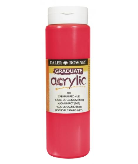 Daler Rowney Graduate Pintura Acrilica - Botella de Plastico - 500ml - Color Rojo de Cadmio