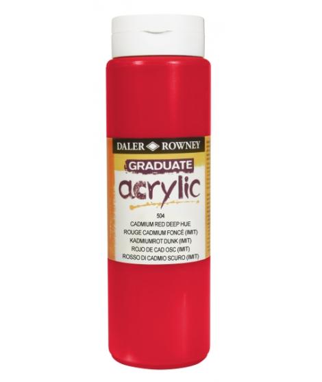 Daler Rowney Graduate Pintura Acrilica - Botella de Plastico - 500ml - Color Rojo de Cadmio Profundo