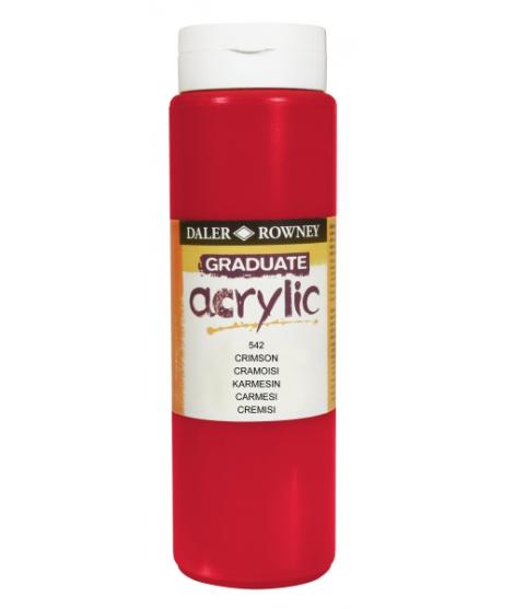Daler Rowney Graduate Pintura Acrilica - Botella de Plastico - 500ml - Color Carmesi