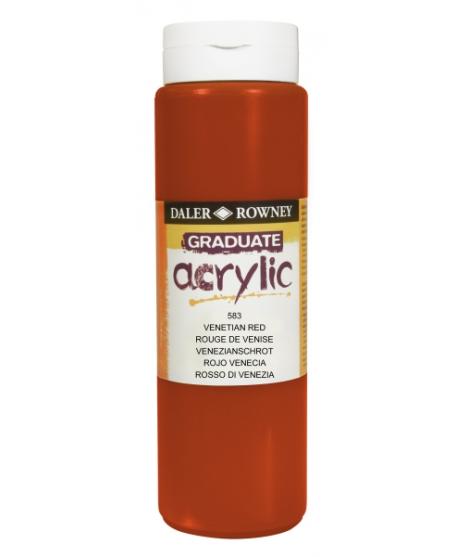 Daler Rowney Graduate Pintura Acrilica - Botella de Plastico - 500ml - Color Rojo Veneciano