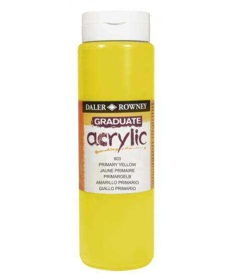 Daler Rowney Graduate Pintura Acrilica - Botella de Plastico - 500ml - Color Amarillo Primario
