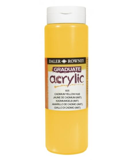 Daler Rowney Graduate Pintura Acrilica - Botella de Plastico - 500ml - Color Amarillo de Cadmio
