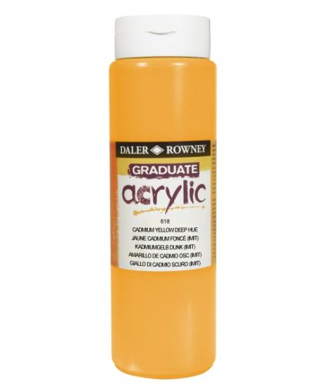 Daler Rowney Graduate Pintura Acrilica - Botella de Plastico - 500ml - Color Amarillo de Cadmio Profundo