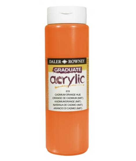 Daler Rowney Graduate Pintura Acrilica - Botella de Plastico - 500ml - Color Naranja de Cadmio