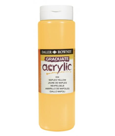 Daler Rowney Graduate Pintura Acrilica - Botella de Plastico - 500ml - Color Amarillo de Napoles