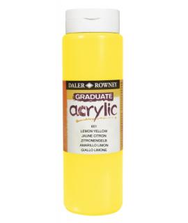 Daler Rowney Graduate Pintura Acrilica - Botella de Plastico - 500ml - Color Amarillo Limon