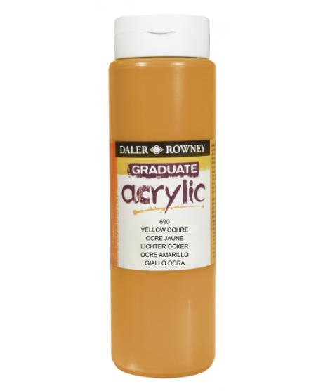 Daler Rowney Graduate Pintura Acrilica - Botella de Plastico - 500ml - Color Ocre Amarillo