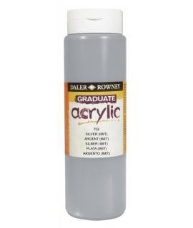 Daler Rowney Graduate Pintura Acrilica - Botella de Plastico - 500ml - Color Imitacion Plata