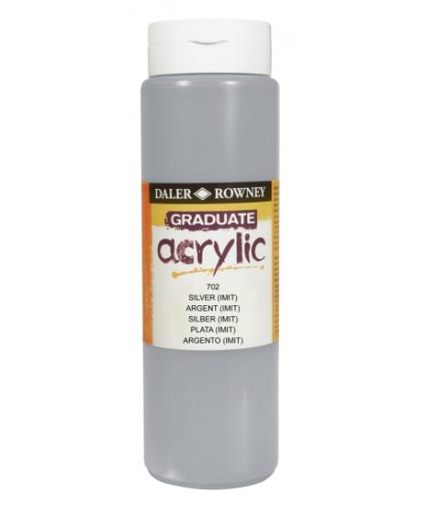 Daler Rowney Graduate Pintura Acrilica - Botella de Plastico - 500ml - Color Imitacion Plata
