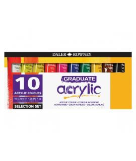 Daler Rowney Graduate Pack de 10 Pinturas Acrilicas - 38ml - Colores Surtidos