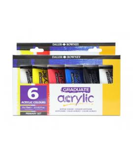Daler Rowney Graduate Pack de 6 Pinturas Acrilicas - 75ml - Colores Surtidos