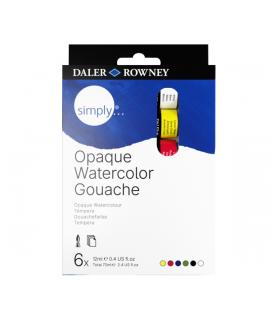 Daler Rowney Simply Pack de 6 Tubos de Temperas Gouache - 18ml - Colores Surtidos
