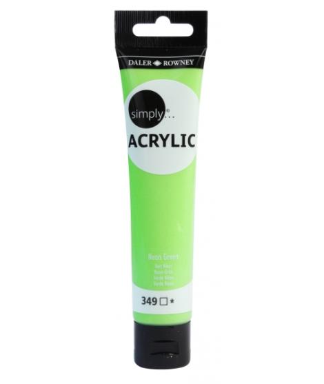Daler Rowney Simply Pintura Acrilica - Tubo de Plastico - 75ml - Color Verde Neon
