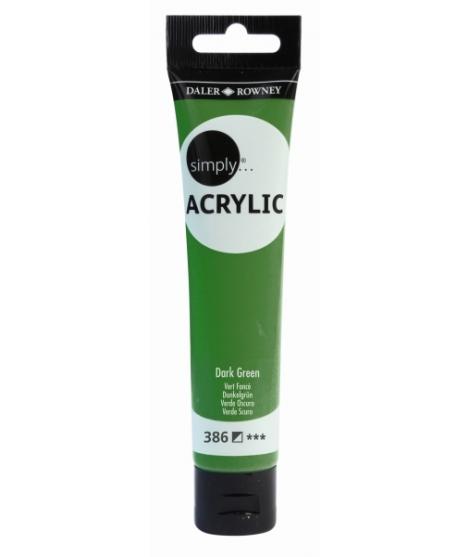 Daler Rowney Simply Pintura Acrilica - Tubo de Plastico - 75ml - Color Verde Oscuro