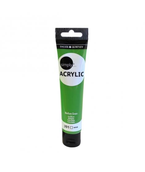 Daler Rowney Simply Pintura Acrilica - Tubo de Plastico - 75ml - Color Verde Medio