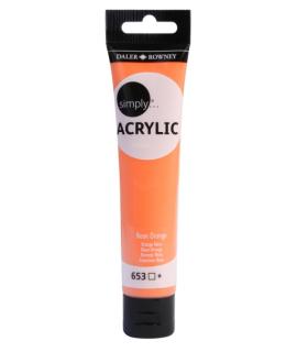 Daler Rowney Simply Pintura Acrilica - Tubo de Plastico - 75ml - Color Naranja Neon