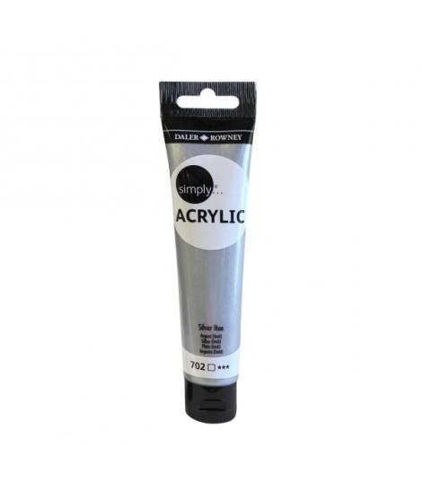 Daler Rowney Simply Pintura Acrilica - Tubo de Plastico - 75ml - Color Plata