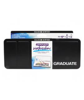 Daler Rowney Graduate Pack de 36 Acuarelas - Medio Godets - Incluye Pincel y Lapiz - Colores Surtidos