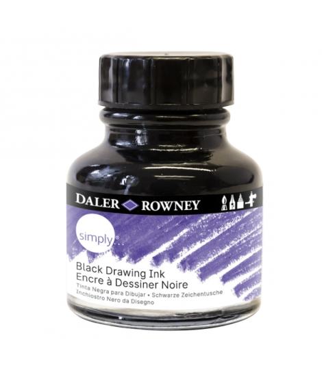 Daler Rowney Simply Tinta Acrilica - Botella de Cristal con Pipeta - 29.5ml - Color Negro