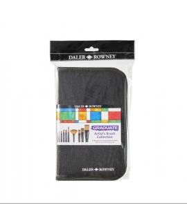 Daler Rowney Graduate Pack de 10 Pinceles Multitecnica - Pelo Sintetico - Mango Corto - Estuche con Cremallera