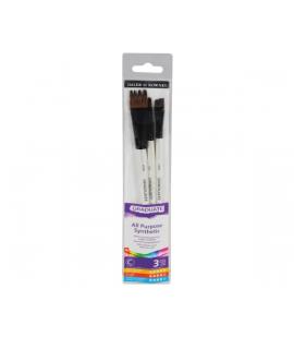 Daler Rowney Graduate Pack de 3 Pinceles Multitecnica - Pelo Sintetico - Mango Corto