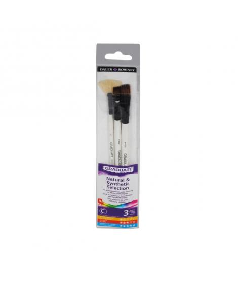 Daler Rowney Graduate Pack de 3 Pinceles Multitecnica - Pelo de Cerda y Pelo Sintetico - Mango Corto
