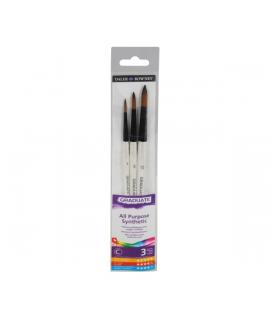 Daler Rowney Graduate Pack de 3 Pinceles Multitecnica - Pelo Sintetico - Mango Corto