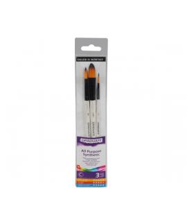 Daler Rowney Graduate Pack de 3 Pinceles para Acuarelas - Pelo Sintetico - Mango Corto