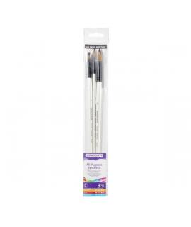 Daler Rowney Graduate Pack de 3 Pinceles Multitecnica - Pelo Sintetico - Mango Largo