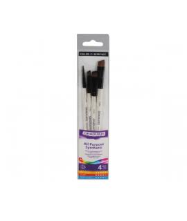 Daler Rowney Graduate Pack de 4 Pinceles Multitecnica - Pelo Sintetico - Mango Corto