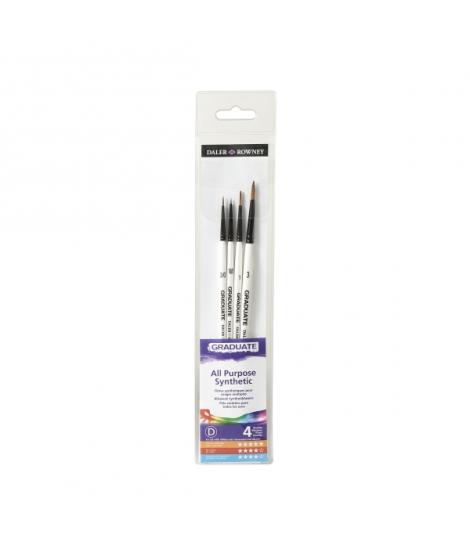 Daler Rowney Graduate Pack de 4 Pinceles Multitecnica - Pelo Sintetico - Mango Corto