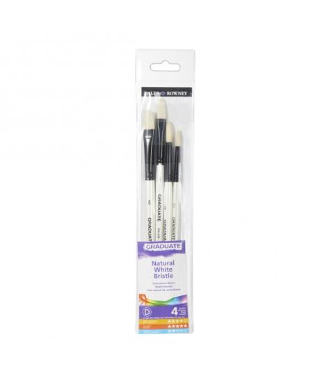 Daler Rowney Graduate Pack de 4 Pinceles para Oleo - Pelo de Cerda Natural - Mango Corto