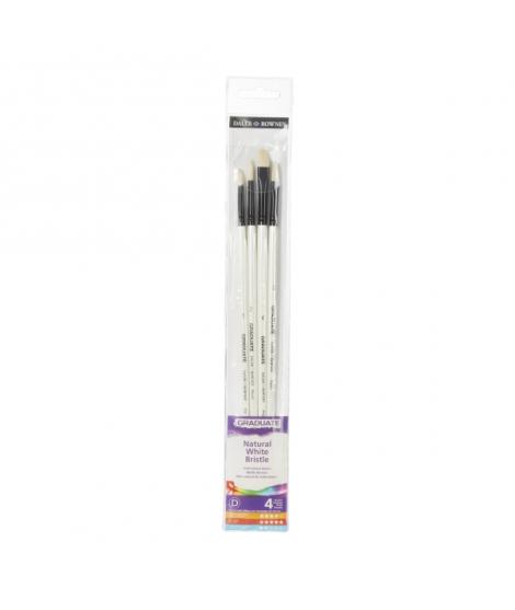 Daler Rowney Graduate Pack de 4 Pinceles para Oleo - Pelo de Cerda Natural - Mango Largo
