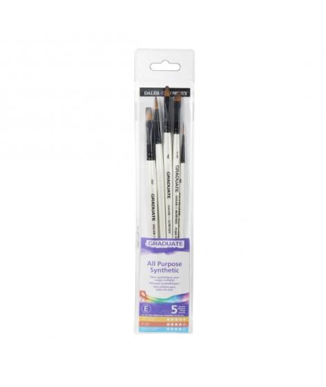 Daler Rowney Graduate Pack de 5 Pinceles Multitecnica - Pelo Sintetico - Mango Corto