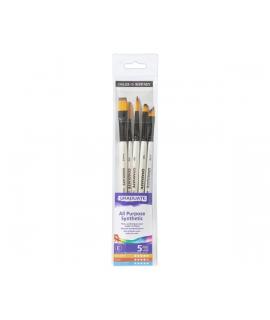 Daler Rowney Graduate Pack de 5 Pinceles Multitecnica - Pelo Sintetico - Mango Corto