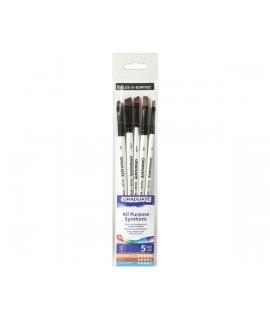 Daler Rowney Graduate Pack de 5 Pinceles Multitecnica - Pelo Sintetico - Mango Corto