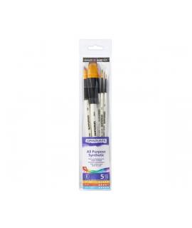 Daler Rowney Graduate Pack de 5 Pinceles Multitecnica - Pelo Sintetico - Mango Corto