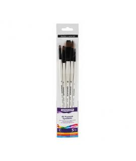 Daler Rowney Graduate Pack de 5 Pinceles Multitecnica - Pelo Sintetico - Mango Largo