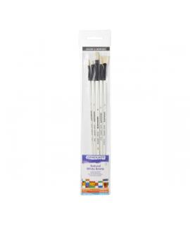 Daler Rowney Graduate Pack de 5 Pinceles para Oleo - Pelo de Cerda Natural - Mango Largo
