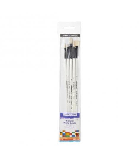 Daler Rowney Graduate Pack de 5 Pinceles para Oleo - Pelo de Cerda Natural - Mango Largo