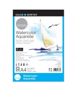 Daler Rowney Simply Bloc Encolado para Acuarela - A4 - 190g - 14 Hojas - Color Blanco
