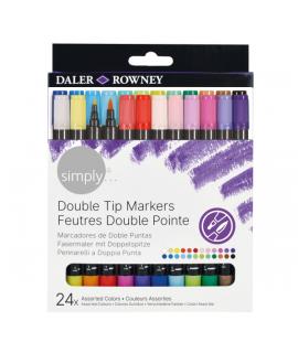 Daler Rowney Simply Pack de 24 Rotuladores Doble Punta - Colores Surtidos